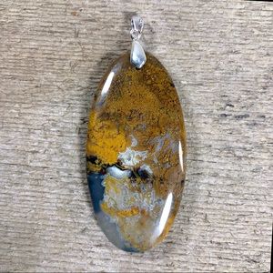 Plume Agate Scenic Statement Necklace Pendant
